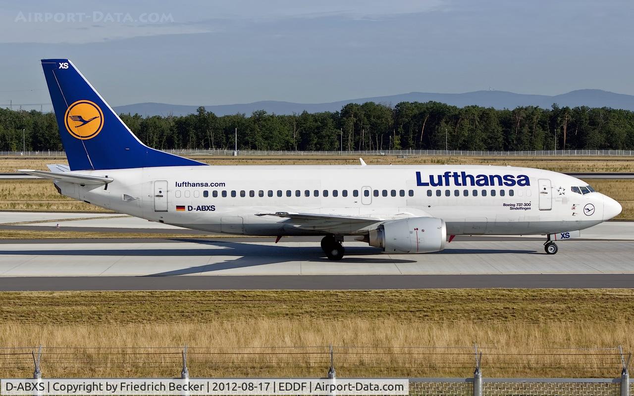 D-ABXS, 1988 Boeing 737-330 C/N 24280, taxying to the gate