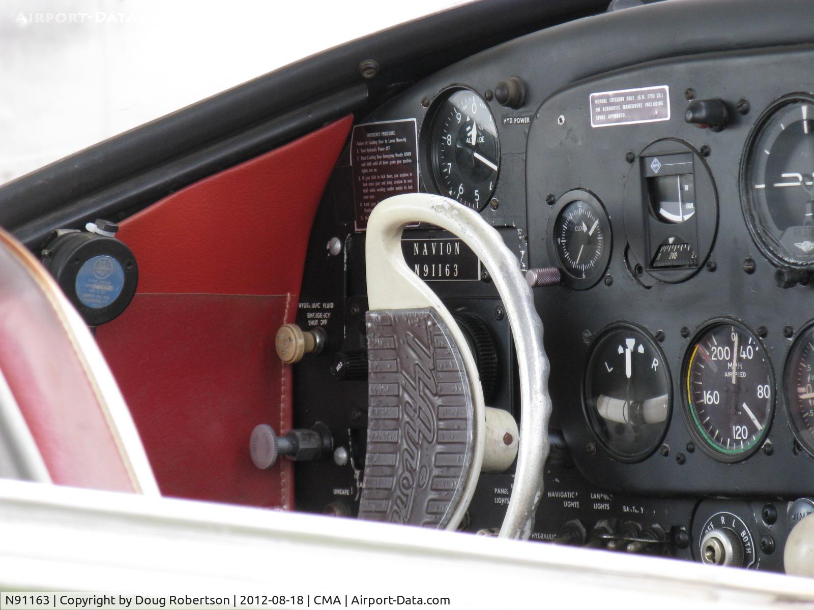 N91163, 1946 North American Navion C/N NAV-4-217, 1946 North American NAVION, Continental E225, panel