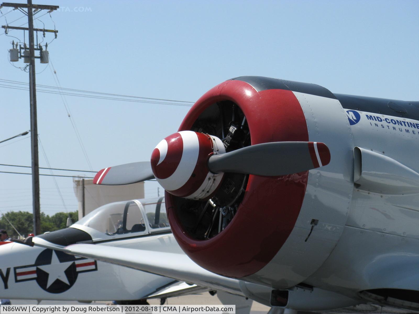 N86WW, 1956 North American SNJ-4 Texan C/N 88-12291, 1956 North American SNJ-4 SUGARFOOT, P&W R-1340-AN1 Wasp 550 Hp, swirl spinner