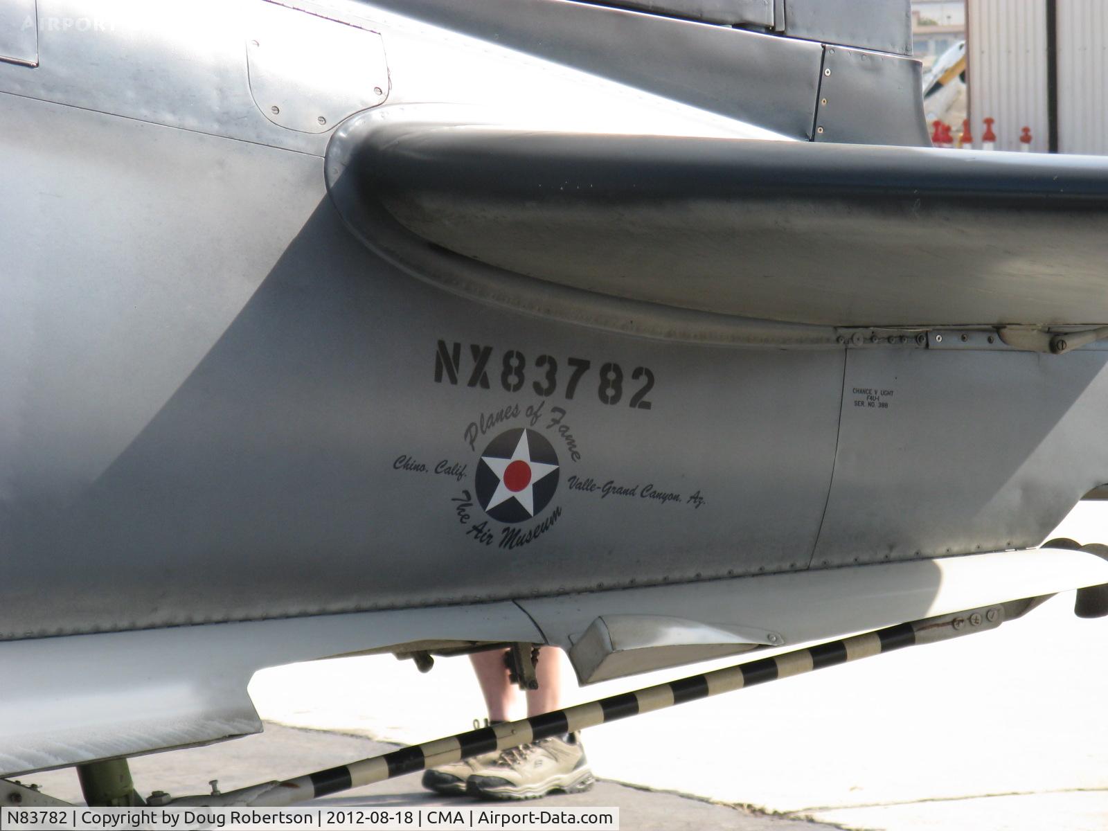 N83782, 1942 Vought F4U-1 Corsair C/N 3884 (Bu 17799), 1942 Chance Vought/Maloney F4U-1 CORSAIR, P&W R-2800 Double Wasp 2,450 Hp, Experimental class, logo