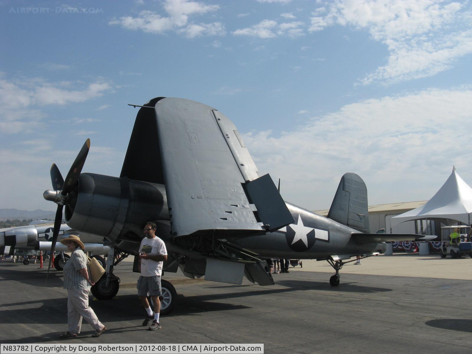 N83782, 1942 Vought F4U-1 Corsair C/N 3884 (Bu 17799), 1942 Chance Vought/Maloney F4U-1 CORSAIR, P&W R-2800 Double wasp 2,450 Hp, wings hydraulically folded as per aircraft carrier deck