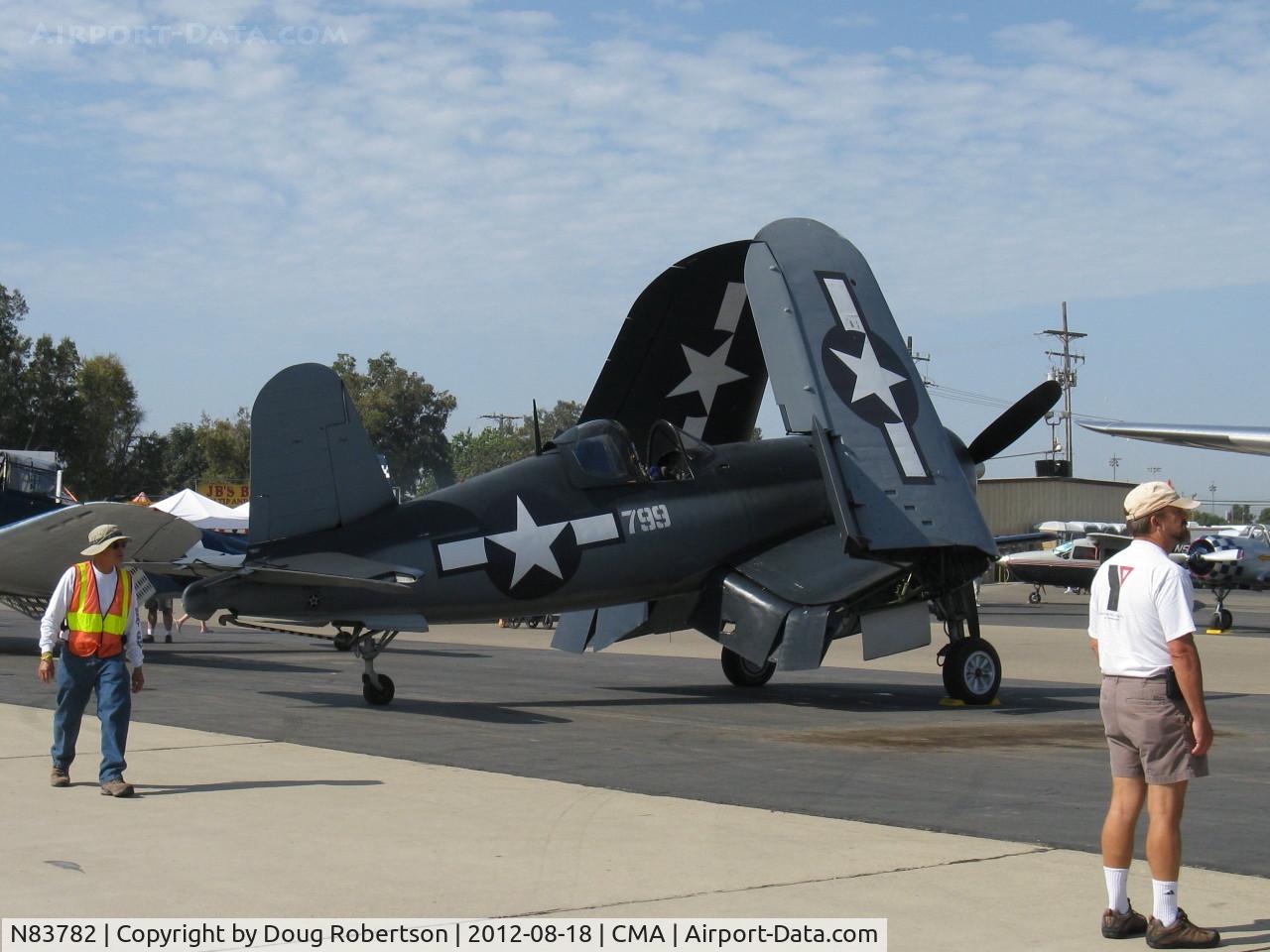 N83782, 1942 Vought F4U-1 Corsair C/N 3884 (Bu 17799), 1942 Chance Vought/Maloney F4U-1 CORSAIR, P&W R-2800 Double Wasp 2,450 Hp, wings hydraulically folded as per aircraft carrier deck