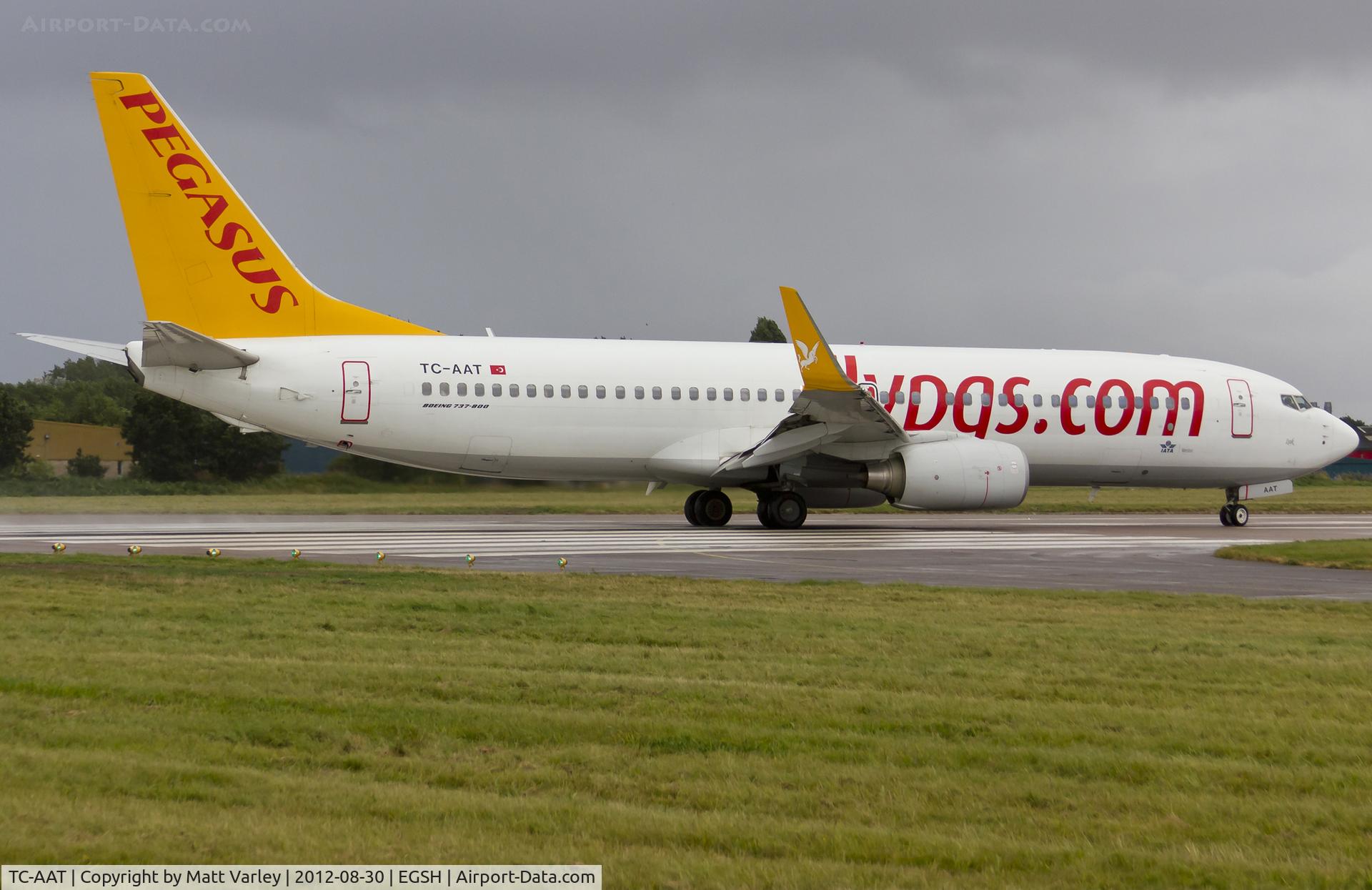 TC-AAT, 2010 Boeing 737-82R C/N 40872, About to depart EGSH