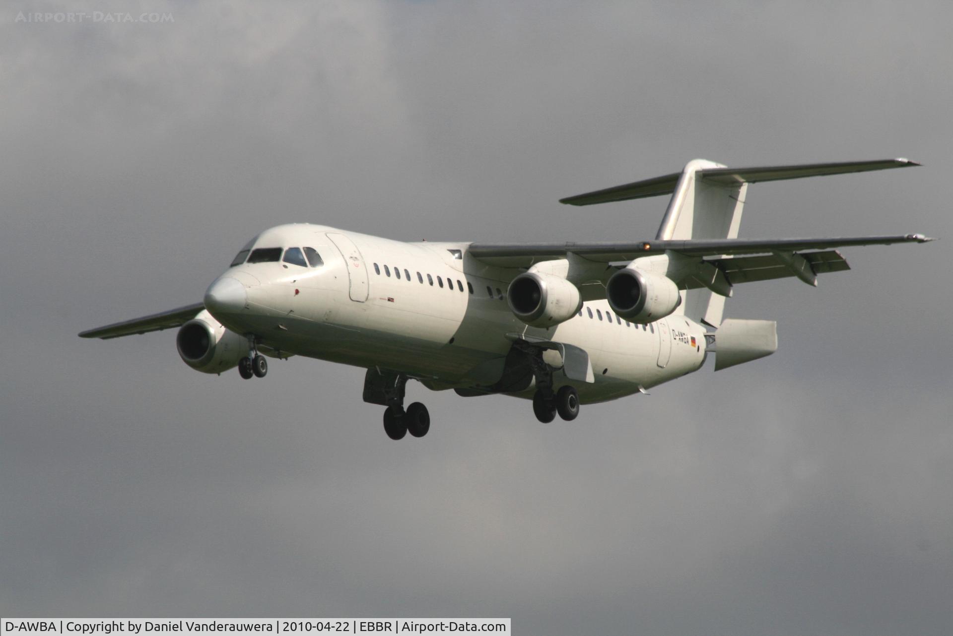 D-AWBA, 1989 British Aerospace BAe.146-300 C/N E3134, Arrival of flight LH4602 to RWY 25L