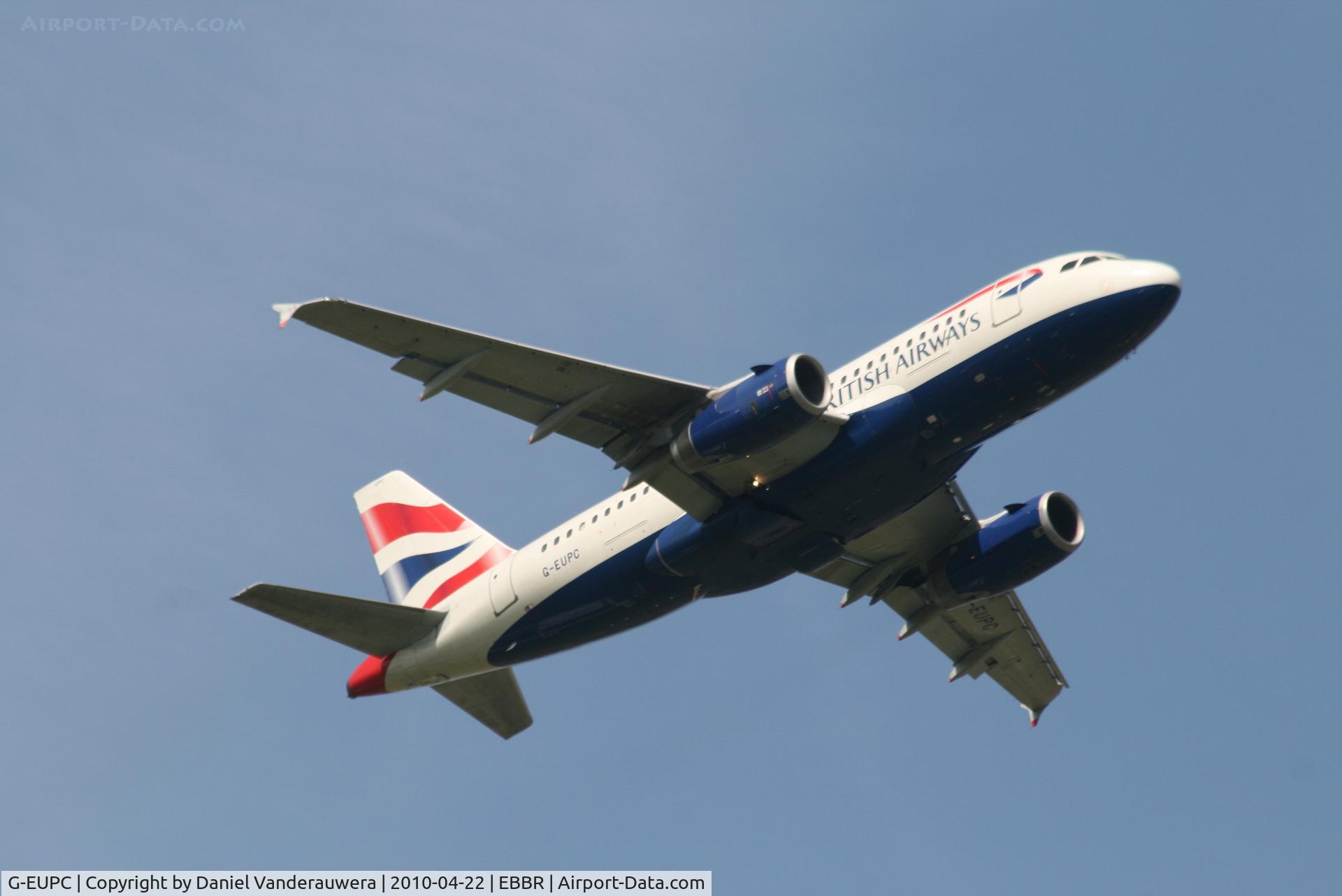 G-EUPC, 1999 Airbus A319-131 C/N 1118, Flight BA389 is climbing from RWY 07R