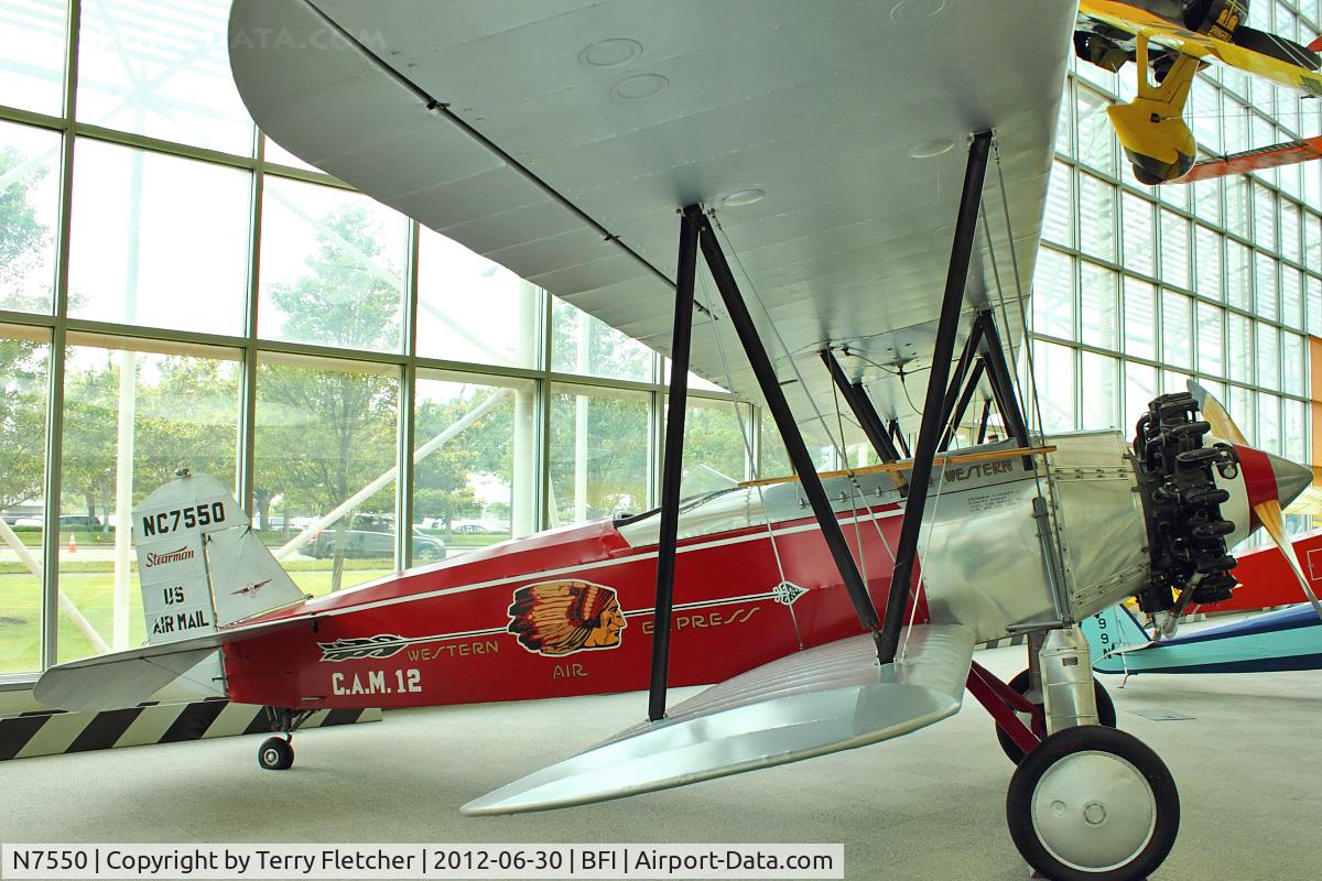 N7550, Stearman C3-B Sport Commercial C/N 53032/1820, Stearman C-3B, c/n: 53032/1820 in Seattle Museum of Flight