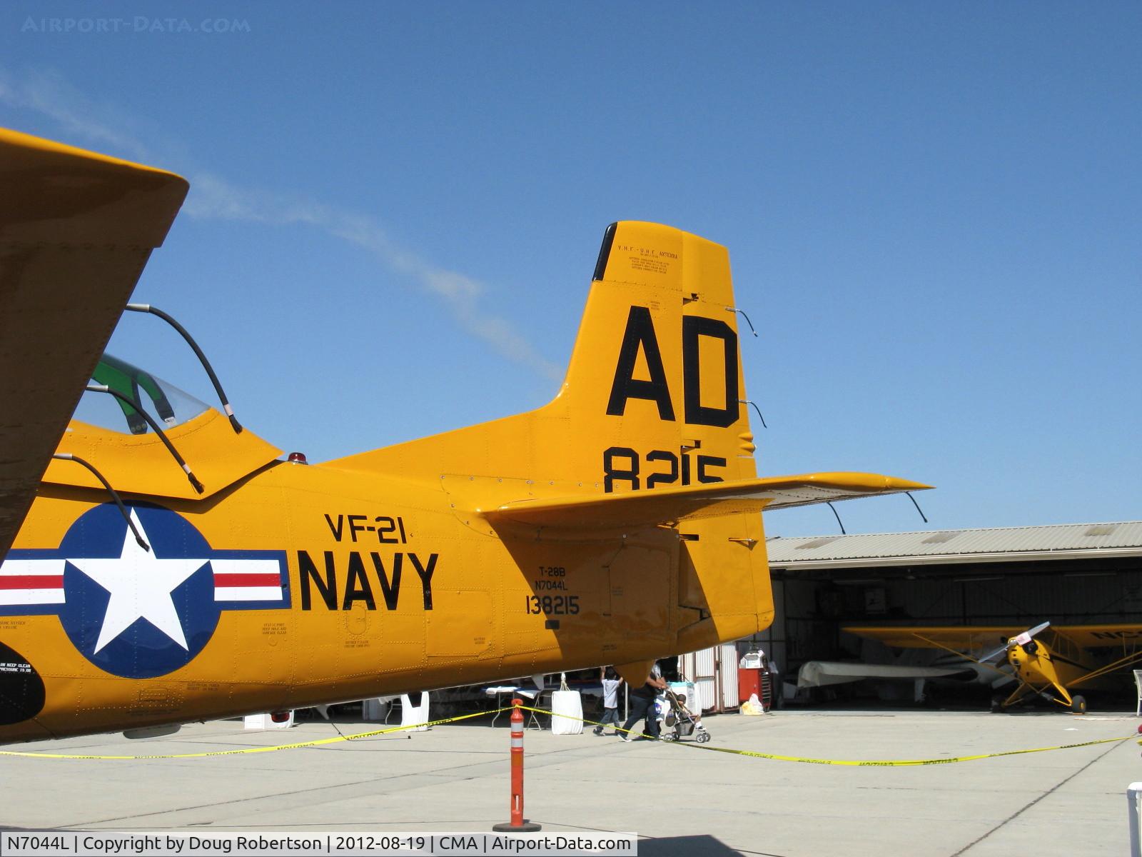 N7044L, 1955 North American T-28B Trojan C/N 200-286 (138215), 1955 North American T-28B TROJAN 'Susie Q II', Wright R-1820-86 9 cylinder radial 1,425 Hp, tail data