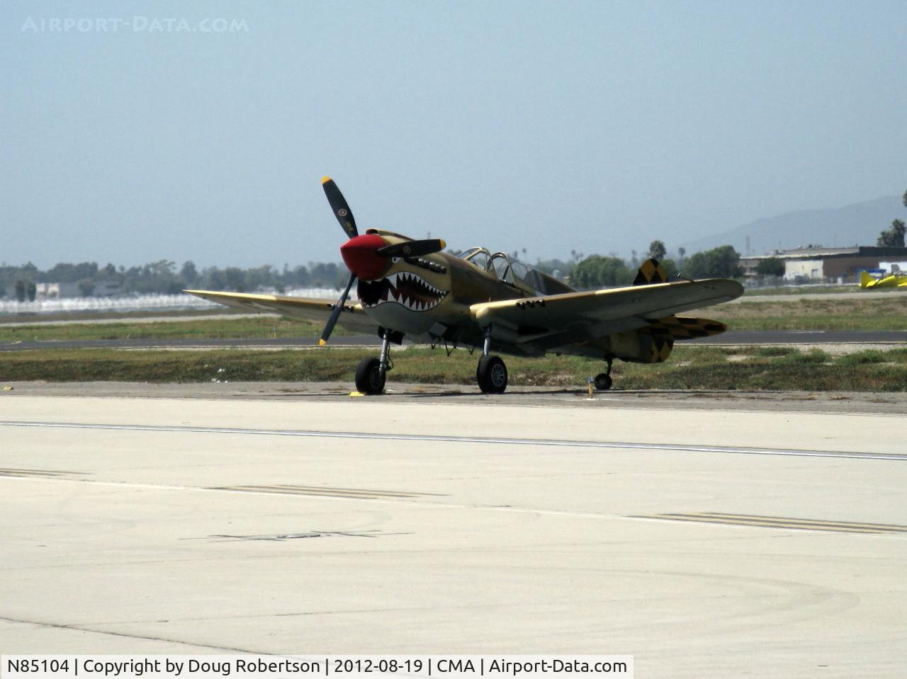 N85104, Curtiss P-40N-5CU Kittyhawk C/N 28954/F858, Curtiss Wright/Maloney P40N KITTIHAWK IV, Allison V-1710-81 1,300 Hp, on airshow flight line
