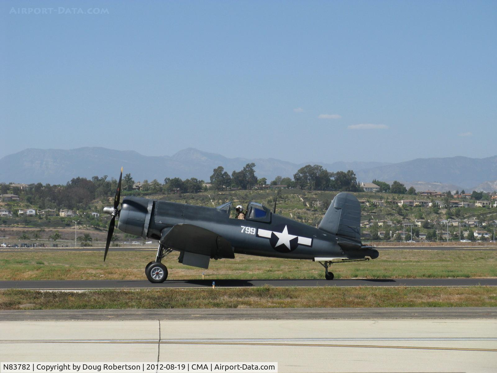 N83782, 1942 Vought F4U-1 Corsair C/N 3884 (Bu 17799), 1942 Chance Vought/Maloney F4U-1 CORSAIR, P&W R-2800 Double Wasp 2,450 Hp, taxi to 26