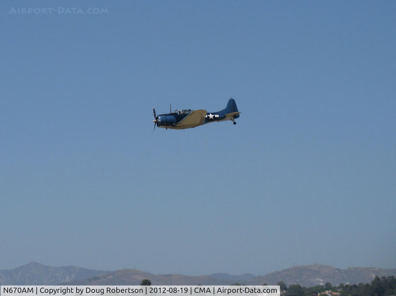 N670AM, 1993 Douglas SBD-5 Dauntless C/N 28536, 1993 Douglas/Maloney SBD-5 DAUNTLESS dive bomber, Wright R-1820 Cyclone 9 cylinder 1,200 Hp, overflight 26, how rare is this?
