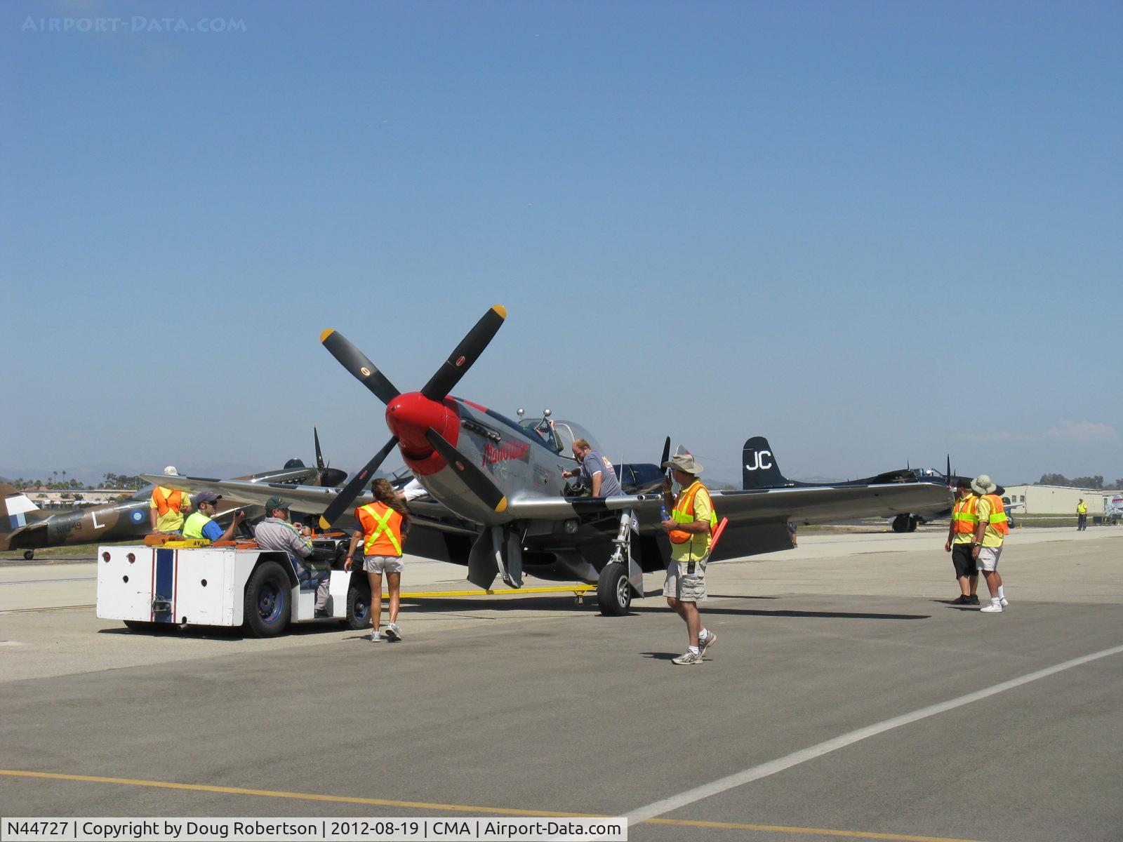 N44727, 1944 North American P-51D Mustang C/N 122-39198, 1944 North American/Aero Classics P-51D MUSTANG Man O' War, Packard Rolls V-1650-3 Merlin 1,695 Hp, in tow to flight line
