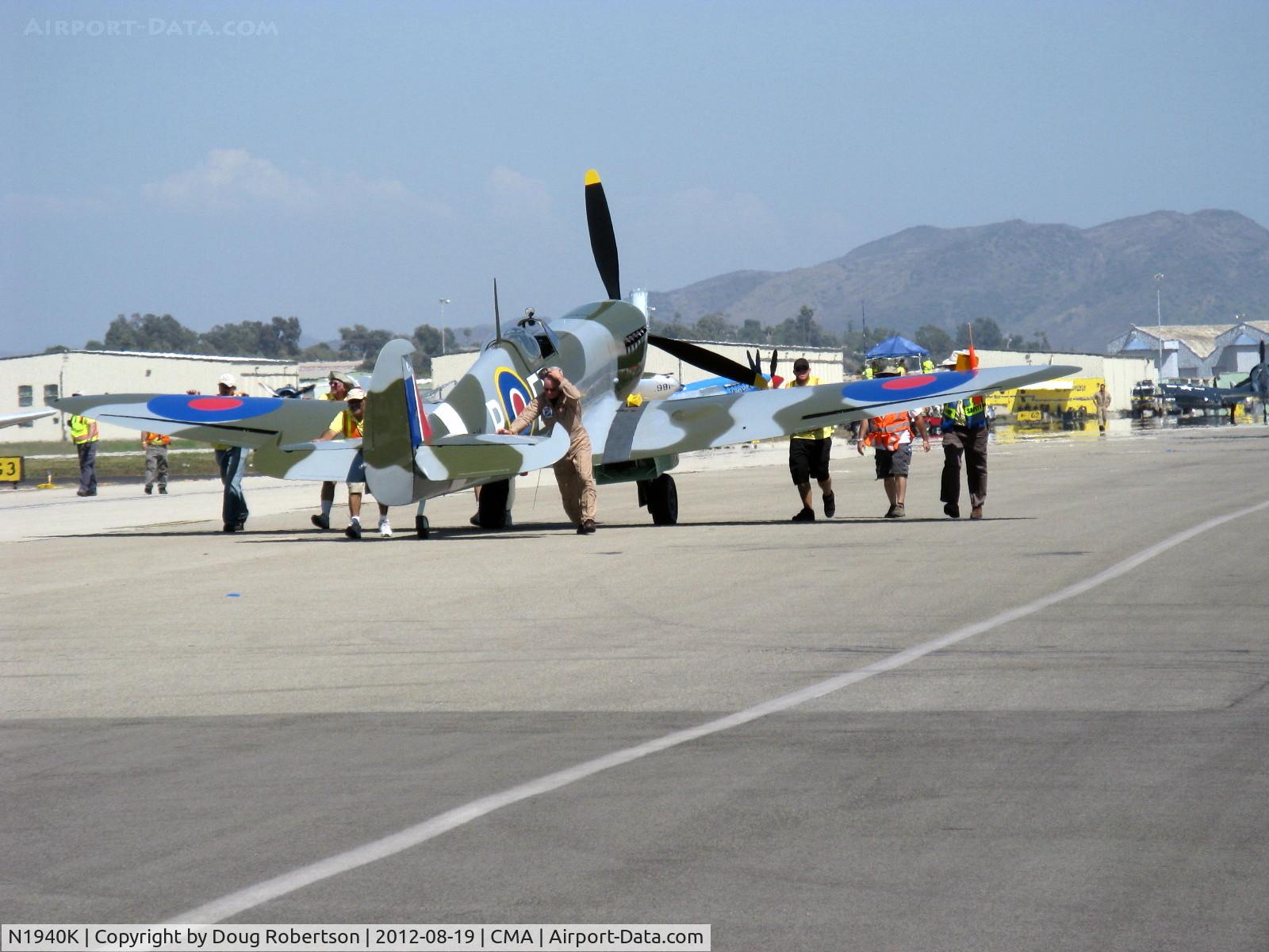 N1940K, 2003 Jurca MJ-100 Spitfire C/N MK9EX, 2003 Deford Mk.IX JURCA MJ-100 full size wooden replica Supermarine Spitfire Mk.IX, Allison 1,400 Hp, spotting to the flight line