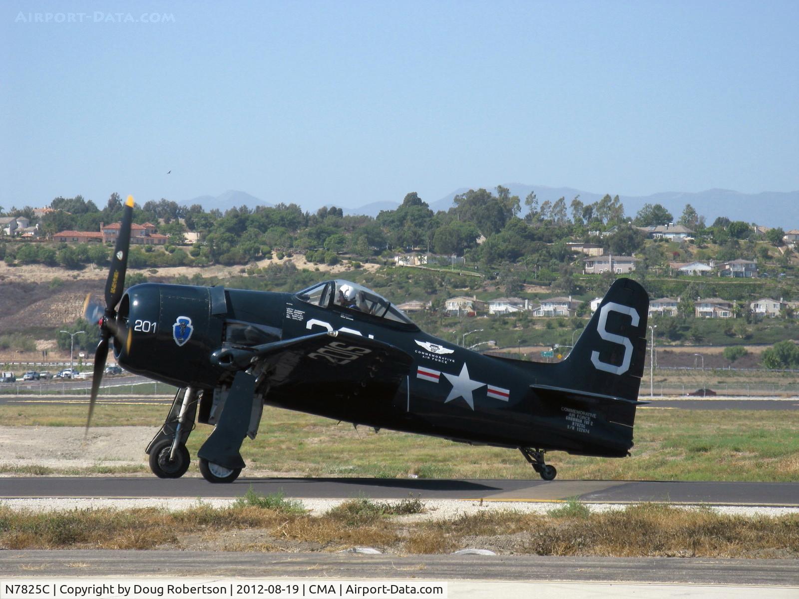 N7825C, 1948 Grumman F8F-2 (G58) Bearcat C/N D.1227, 1949 Grumman F8F-2 BEARCAT, P&W R-2800-34W 2,100 Hp. This aircraft is a 1949, not 1948 as registered. Taxi to 26