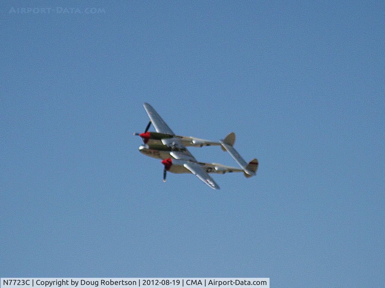 N7723C, 1944 Lockheed P-38L-5 Lightning C/N 7985, 1944 Lockheed P-38L LIGHTNING 'Honey Bunny', one Allison V-1710-111 and one Allison V-1710-113 counter-rotating 1,475 Hp each, overflight 26