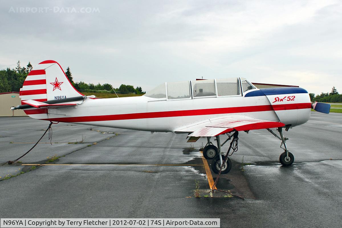 N96YA, 1996 Yakovlev (Aerostar) Yak-52 C/N 9611912, 1996 S C Aerostar S A YAK-52, c/n: 9611912 at Anacortes WA