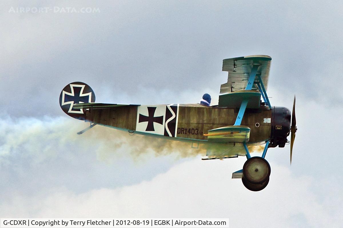 G-CDXR, 2006 Fokker Dr.1 Triplane Replica C/N PFA 238-14043, 2006 Day Jg REPLICA FOKKER DR1, c/n: PFA 238-14043 at 2012 Sywell Airshow