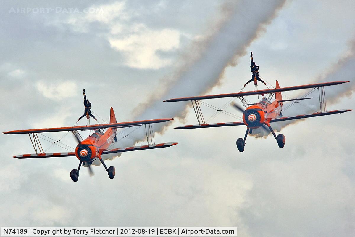 N74189, 1941 Boeing PT-17/R985 Kaydet (A75N1) C/N 75-717, 1941 Boeing PT-17, c/n: 75717 at 2012 Sywell Airshow