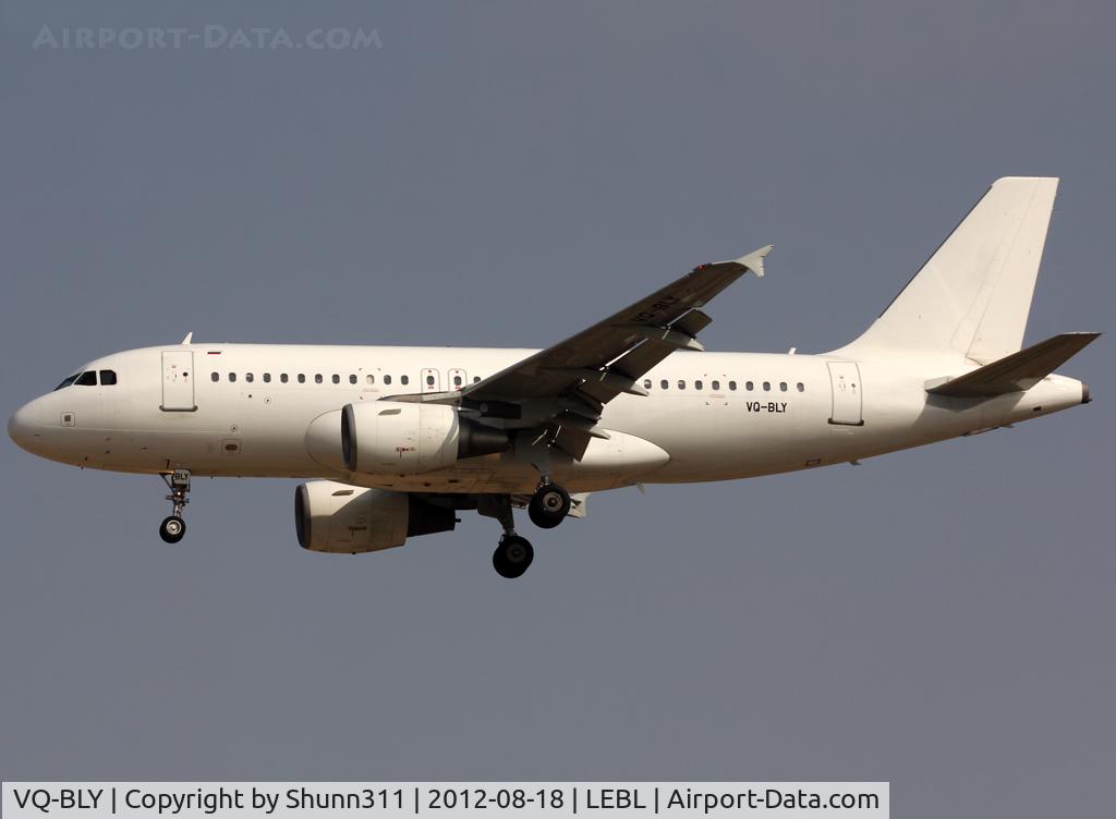 VQ-BLY, 2004 Airbus A319-111 C/N 2224, Landing rwy 25R in all white c/s and with small russian flag near door...