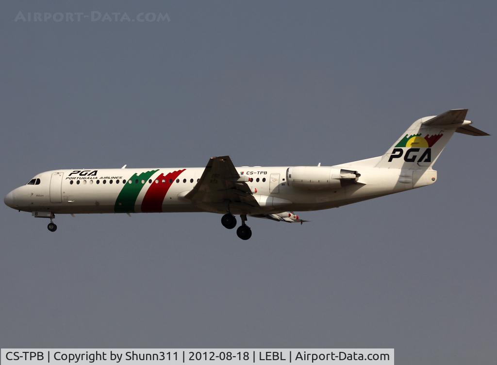 CS-TPB, 1990 Fokker 100 (F-28-0100) C/N 11262, Landing rwy 25R