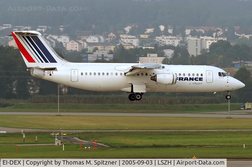 EI-DEX, 1990 British Aerospace BAe.146-300 C/N E3157, Air France by CityJet EI-DEX. Early morning arrival.