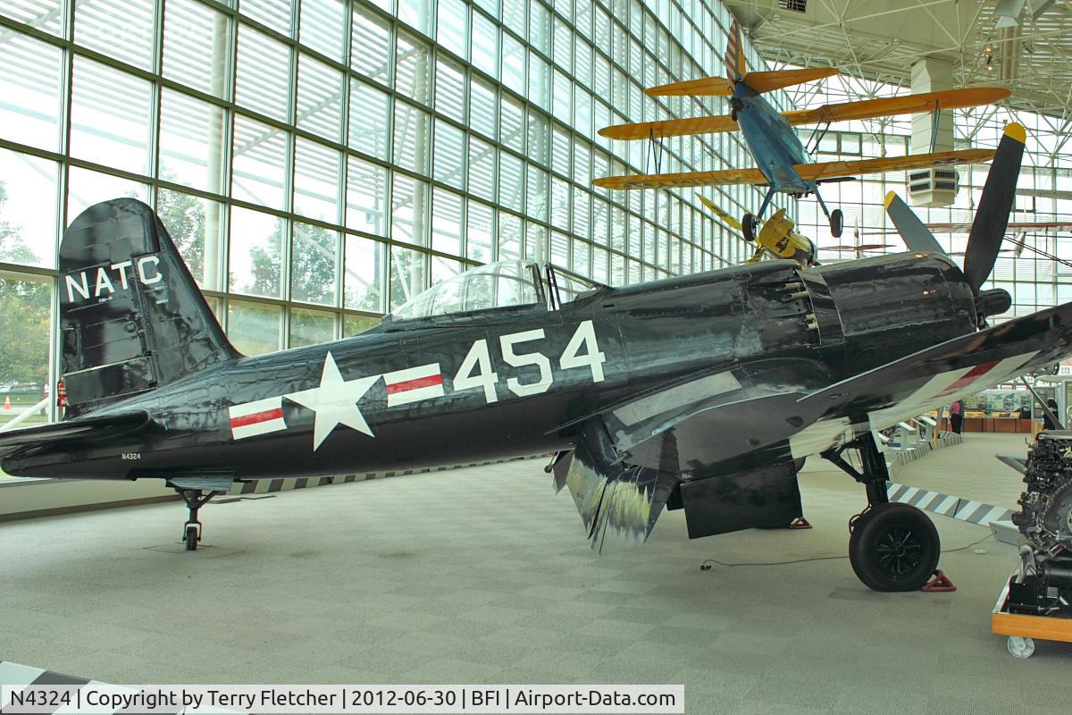 N4324, 1945 Goodyear F2G-1 Corsair C/N 6163, 1970 Goodyear FG1, c/n: 6163 ex Bu88454 in Seattle Museum of Flight