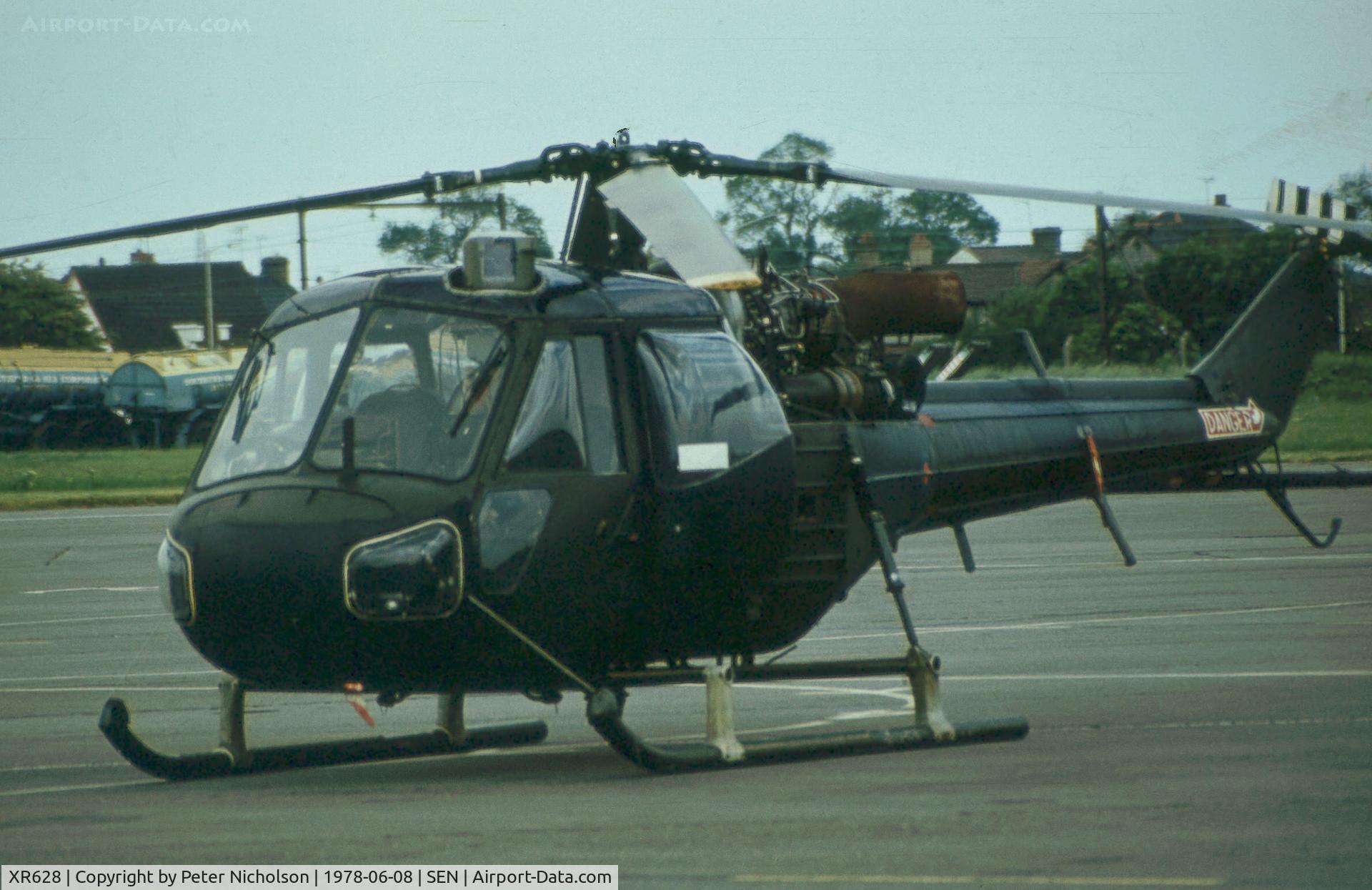 XR628, 1964 Westland Scout AH.1 C/N F9528, Army Air Corps Scout AH.1 visiting Southend in the Summer of 1978.