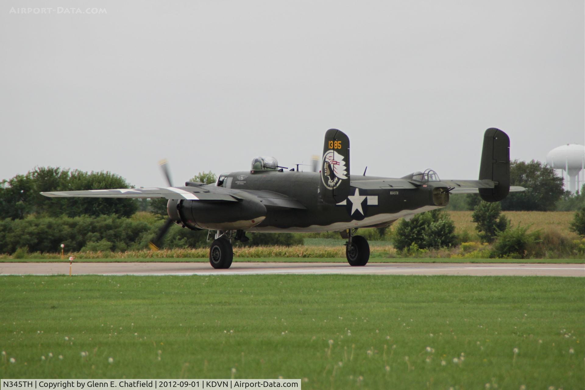 N345TH, 1944 North American TB-25J Mitchell C/N 44-31385A, Taxiing out for flying demonstration.  Quad Cities Air Show.