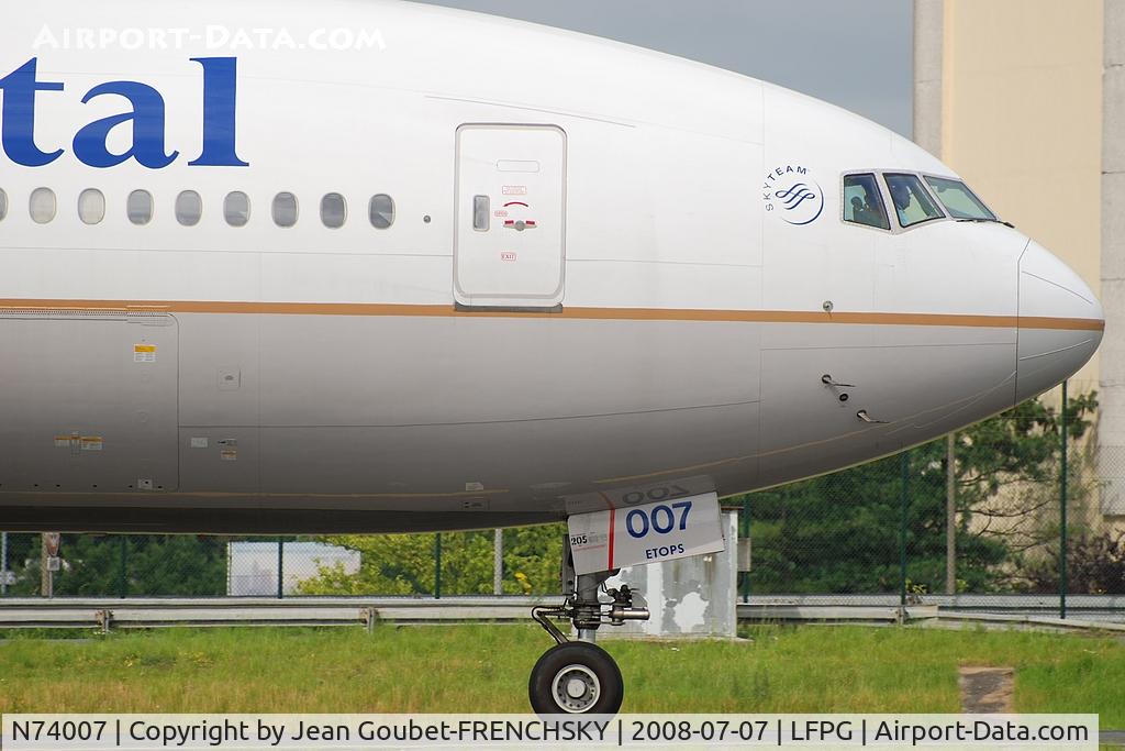 N74007, 1999 Boeing 777-224 C/N 29477, COA [CO] Continental Airlines, now UAL [UA] United Airlines