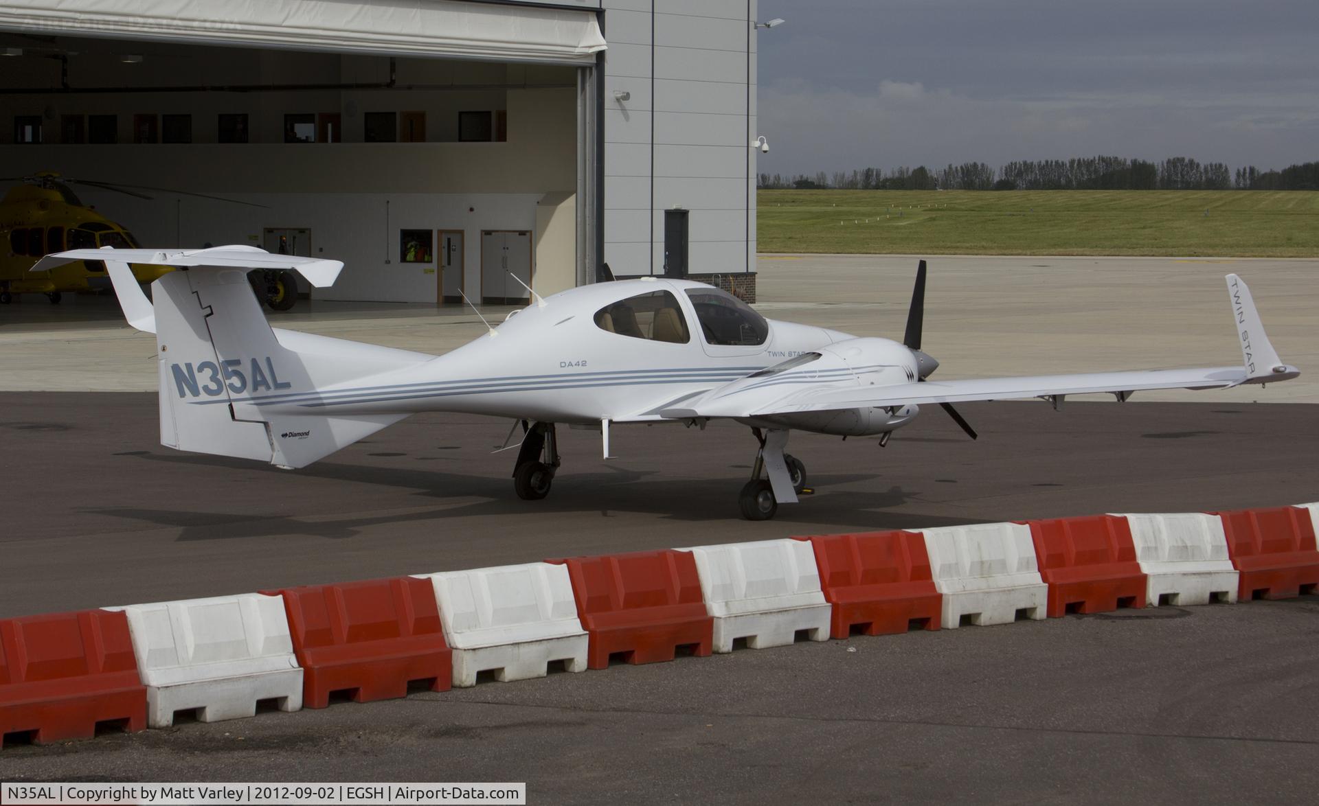 N35AL, 2006 Diamond DA-42 Twin Star C/N 42.147, Sat on stand at SaxonAir.
