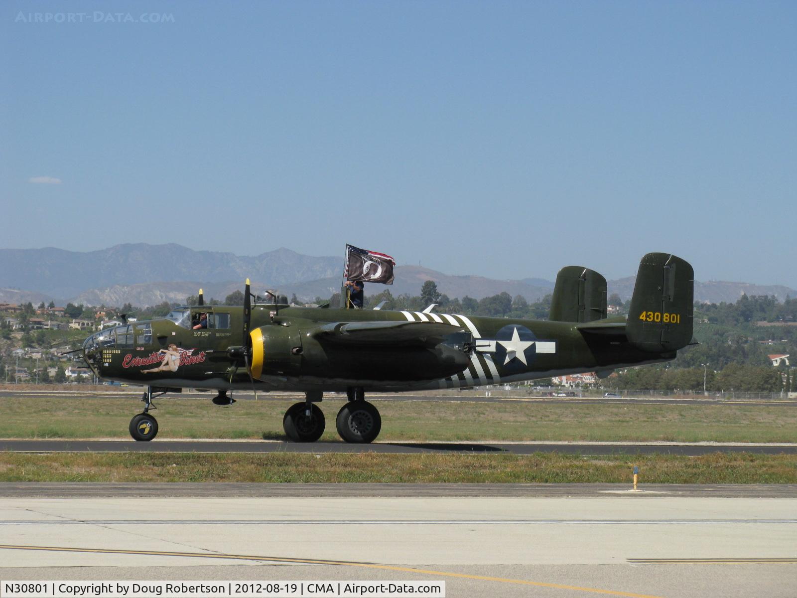 N30801, 1944 North American TB-25N Mitchell C/N 108-34076, 1944 North American TB-25N MITCHELL 'Executive Sweet', two Wright Cyclone R-2600s 1,700 Hp each, taxi to 26