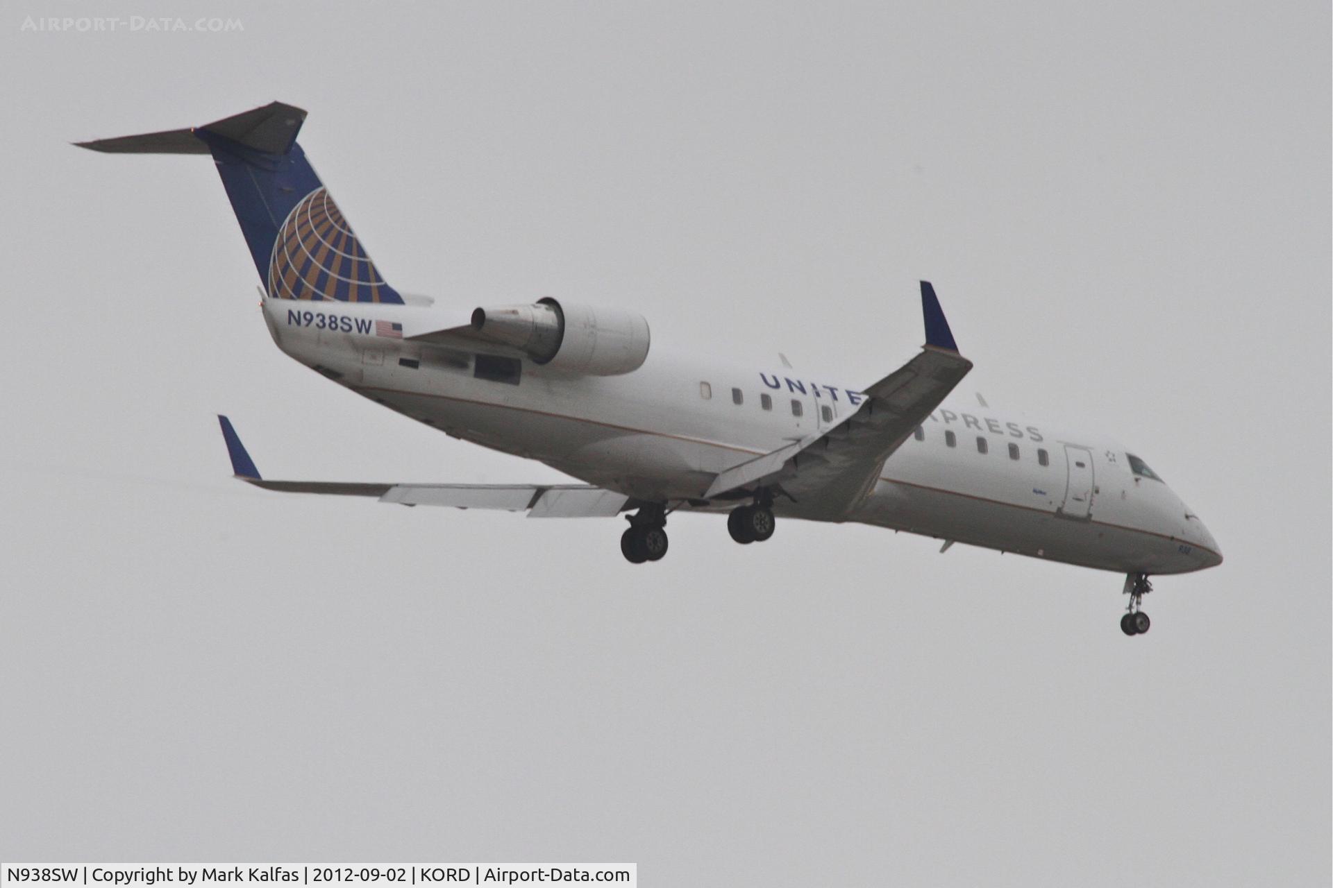 N938SW, 2003 Bombardier CRJ-200LR (CL-600-2B19) C/N 7741, SkyWest Bombardier CL-600-2B19, SKW5324 arriving from KMKE, RWY 10 approach KORD.