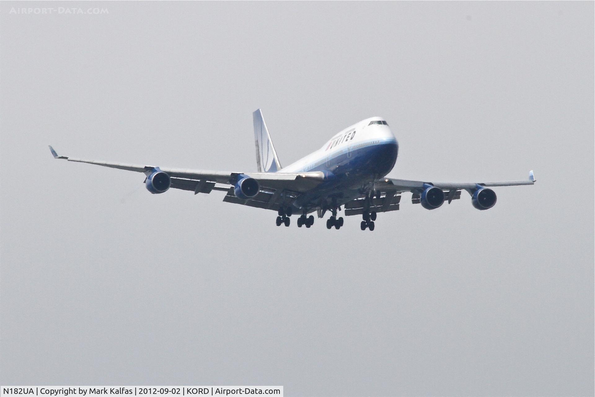 N182UA, 1991 Boeing 747-422 C/N 25279, United Airlines Boeing 747-422, UAL882 arriving from Narita Int'l/RJAA, RWY 10 approach KORD.