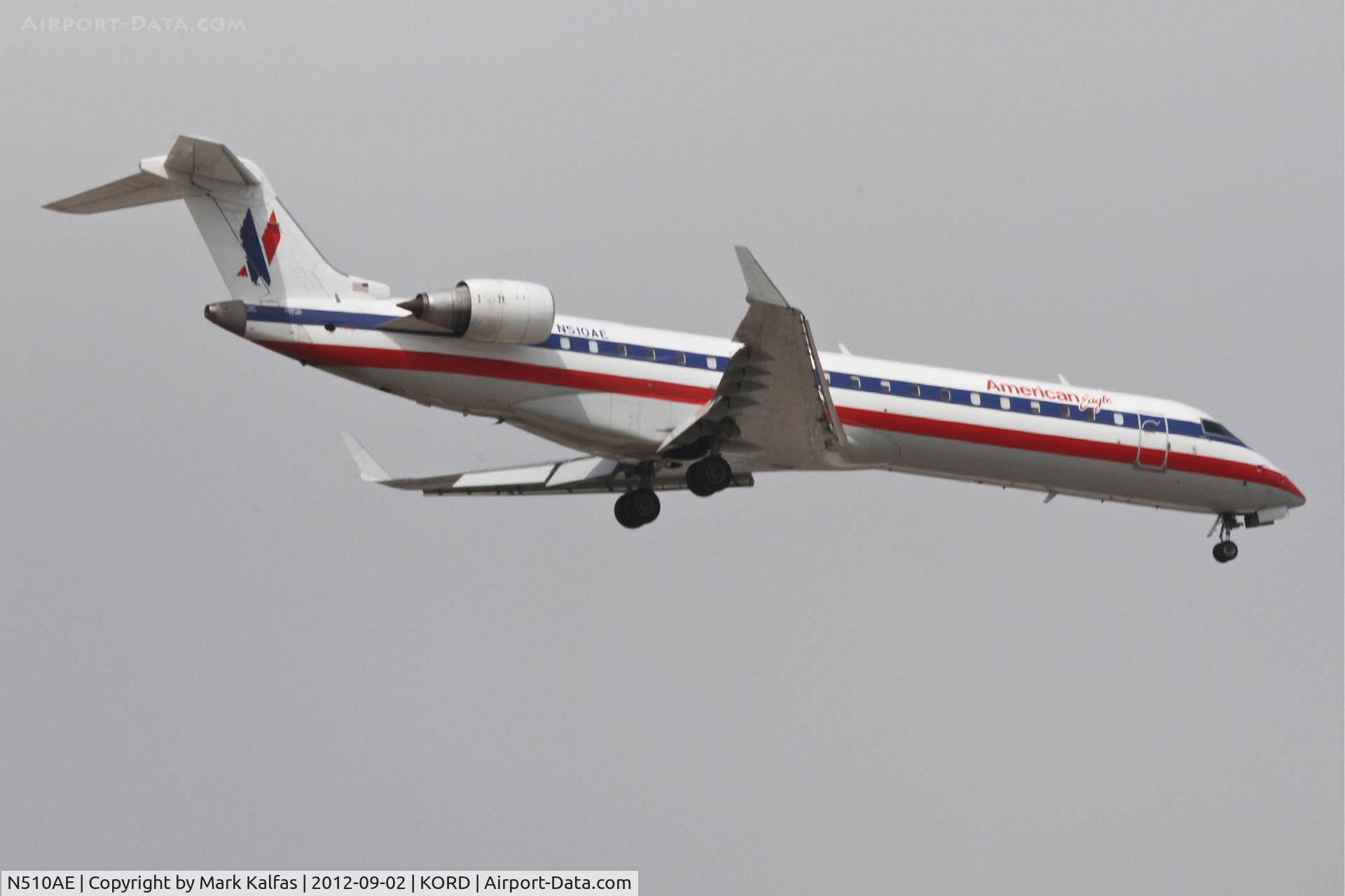 N510AE, 2003 Bombardier CRJ-701 (CL-600-2C10) Regional Jet C/N 10105, American Eagle Bombardier CL-600-2C10, EGF3761 arriving from KSLC, RWY 10 approach KORD.