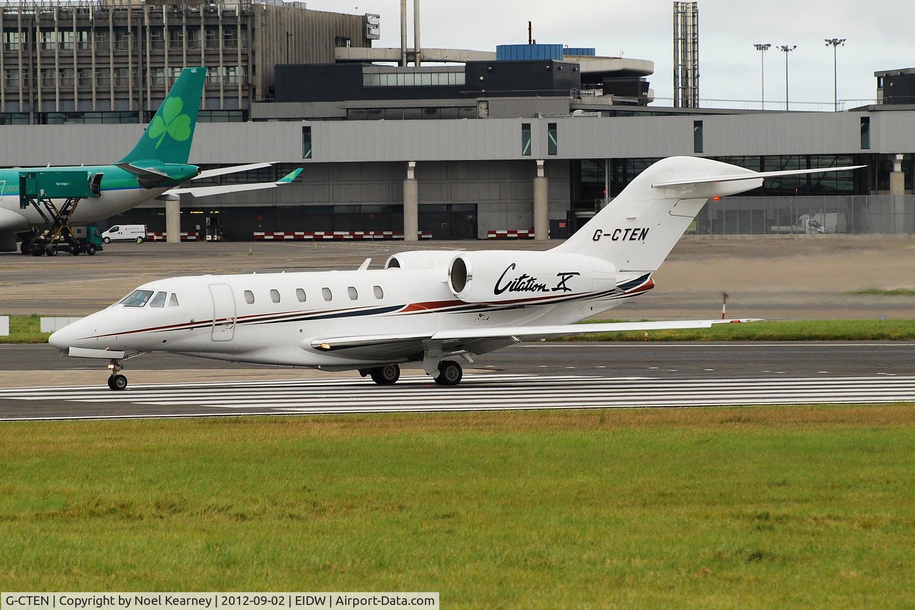 G-CTEN, 2008 Cessna 750 Citation X Citation X C/N 750-0281, Lined up for departure off Rwy 28 at EIDW.