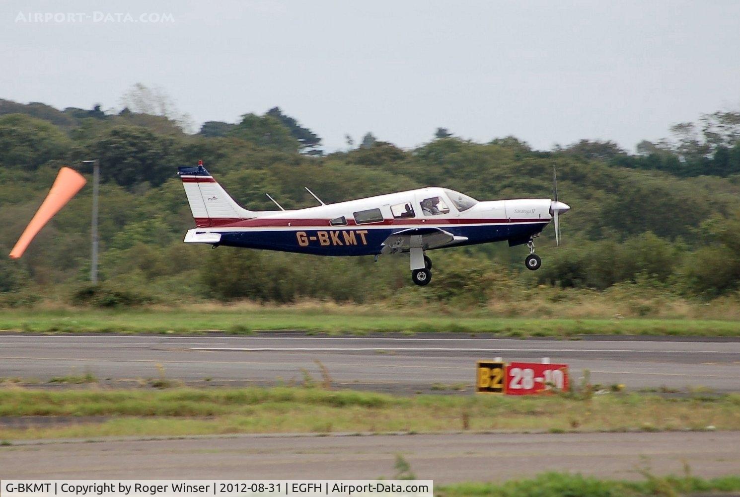 G-BKMT, 1981 Piper PA-32R-301 Saratoga SP C/N 32R-8213013, Resident Piper Saratoga SP II departing Runway 28.