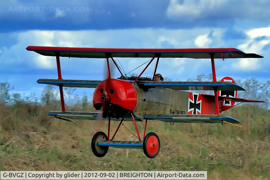 G-BVGZ, 1994 Fokker Dr.1 Triplane Replica C/N PFA 238-12654, Always good to see this one out