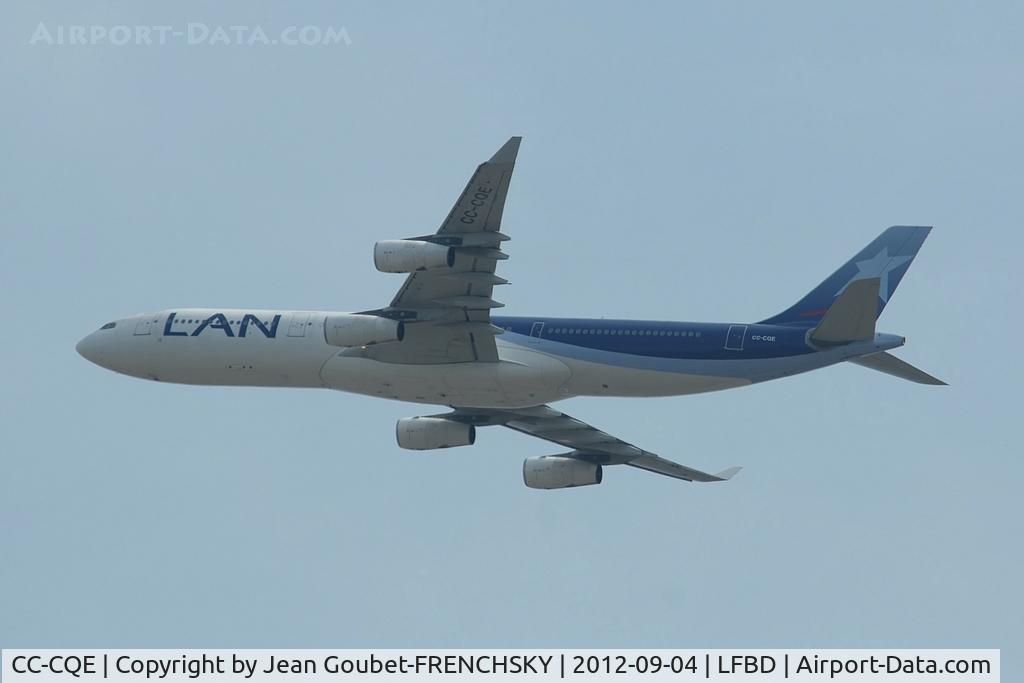 CC-CQE, 2001 Airbus A340-313X C/N 429, LAN996, passing level 80 after take off 05
