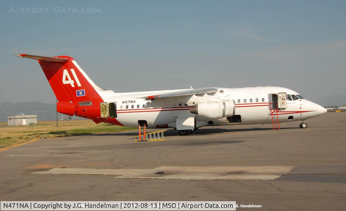 N471NA, 1989 British Aerospace BAe.146-200 C/N E2136, At Missoula IAP.  Tanker 41