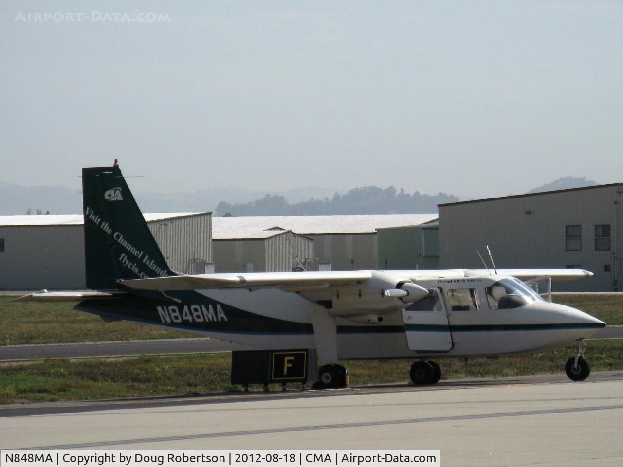 N848MA, 1989 Britten-Norman BN-2B Islander C/N 2210, 1989 Britten-Norman BN-2B ISLANDER, two Lycoming IO-540-E4C5 260 Hp each, of Channel Islands Aviation FBO and Cessna dealer since 1976 at CMA.