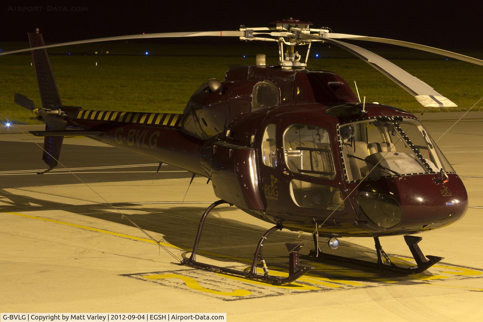 G-BVLG, 1980 Aerospatiale AS-355F-1 Ecureuil 2 C/N 5011, Sat under the floodlights at SaxonAir.