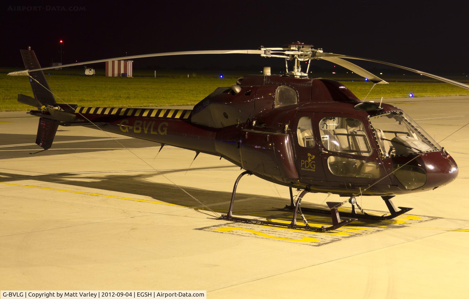 G-BVLG, 1980 Aerospatiale AS-355F-1 Ecureuil 2 C/N 5011, Sat under the floodlights at SaxonAir.