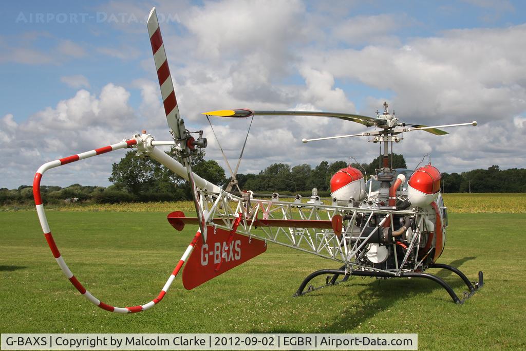 G-BAXS, 1969 Bell 47G-5 C/N 7908, Bell 47G-5 at The Real Aeroplane Club's Wings & Wheels weekend, Breighton Airfield, September 2012.