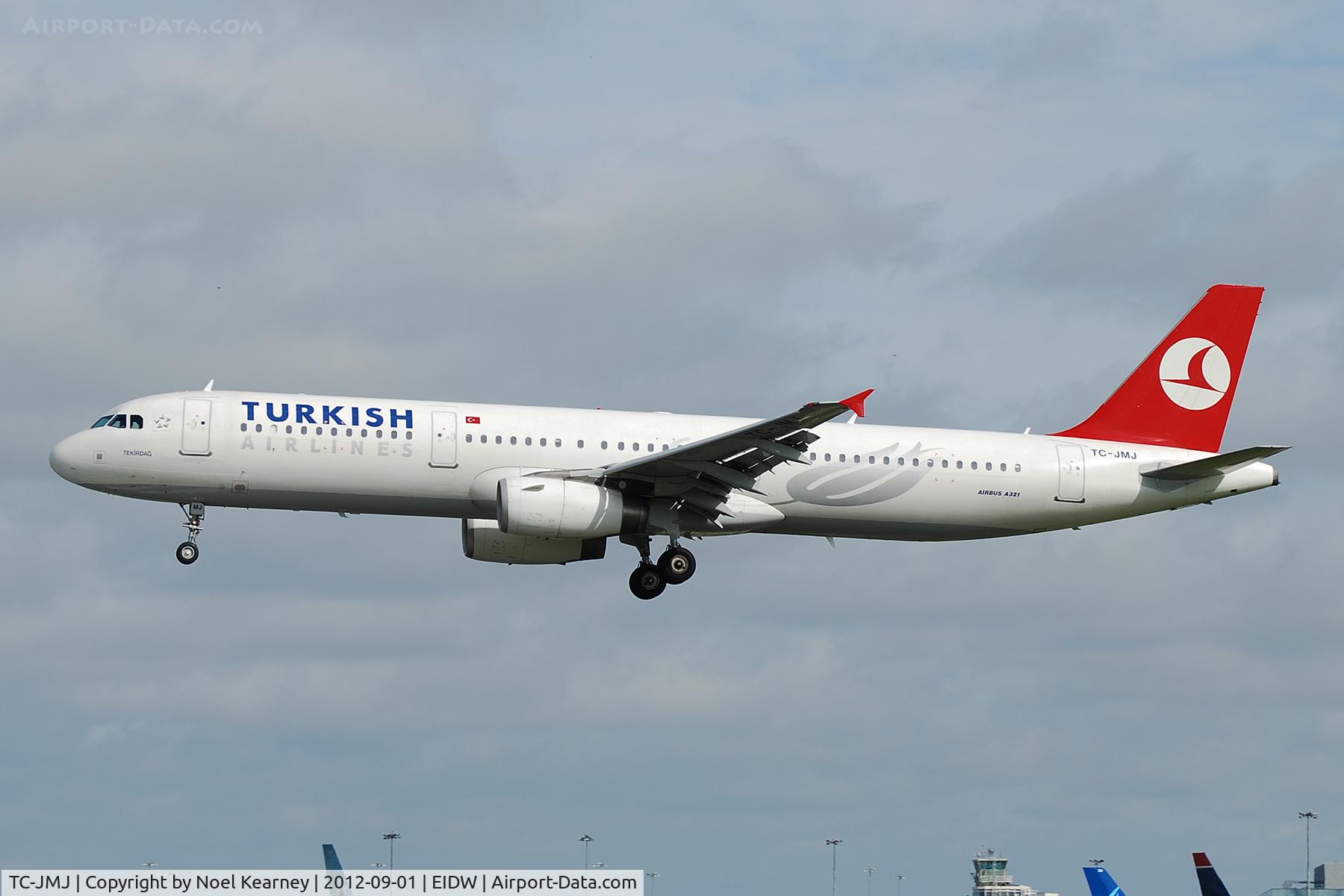 TC-JMJ, 2008 Airbus A321-232 C/N 3688, Landing Rwy 28 at Dublin.