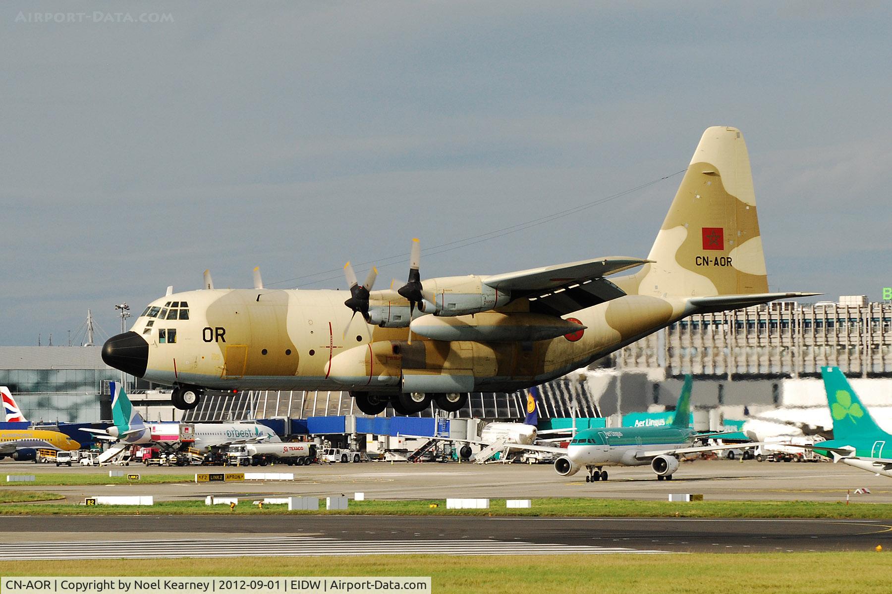 CN-AOR, 1981 Lockheed KC-130H Hercules C/N 382-4907, Photographed landing Rwy 28 at Dublin Airport