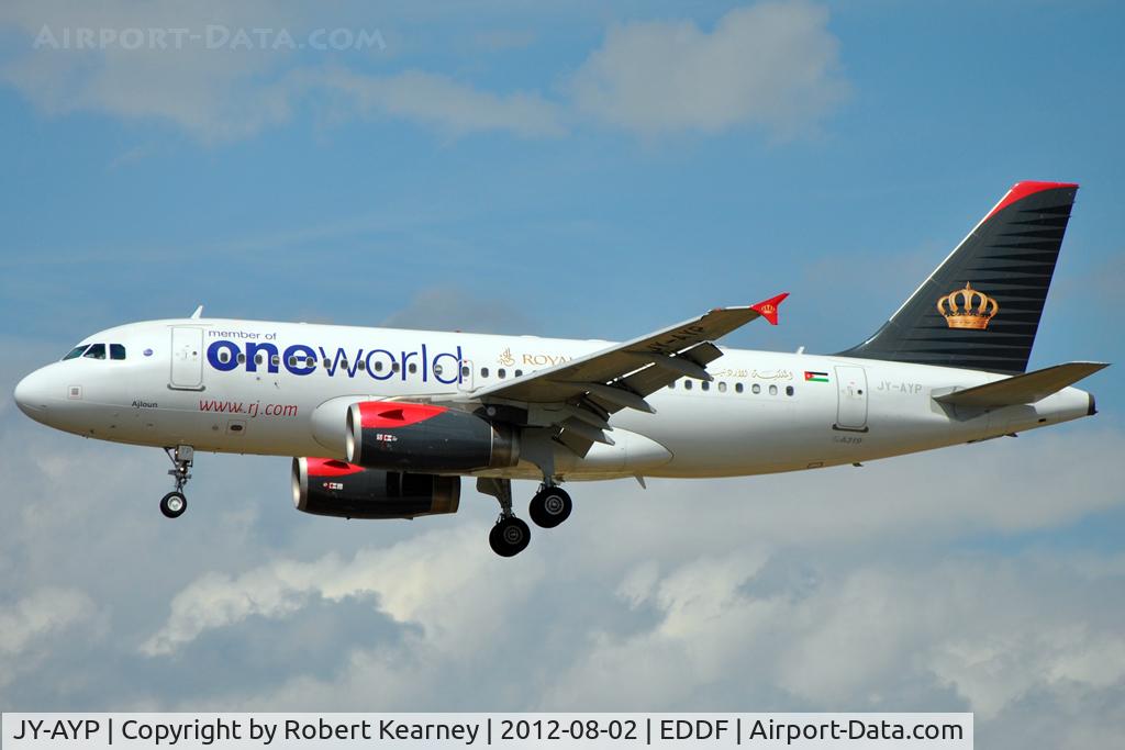 JY-AYP, 2009 Airbus A319-132 C/N 3832, On finals for r/w 25L