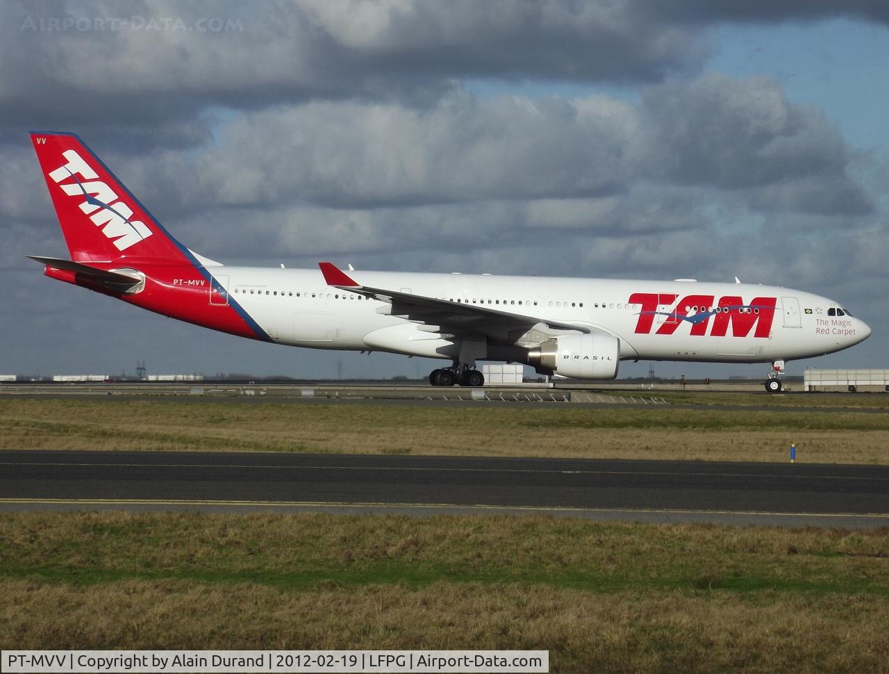PT-MVV, 2011 Airbus A330-223 C/N 1221, PT-MVV had landed on runway 27R. Next to come was docking at landmark but unloved Terminal 1.