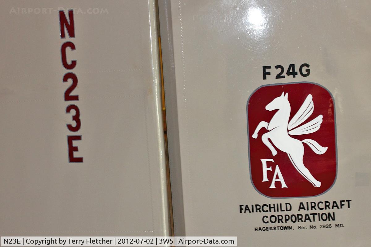 N23E, 1938 Fairchild 24 G C/N 2926, Tail of 1938 Fairchild 24 G, c/n: 2926