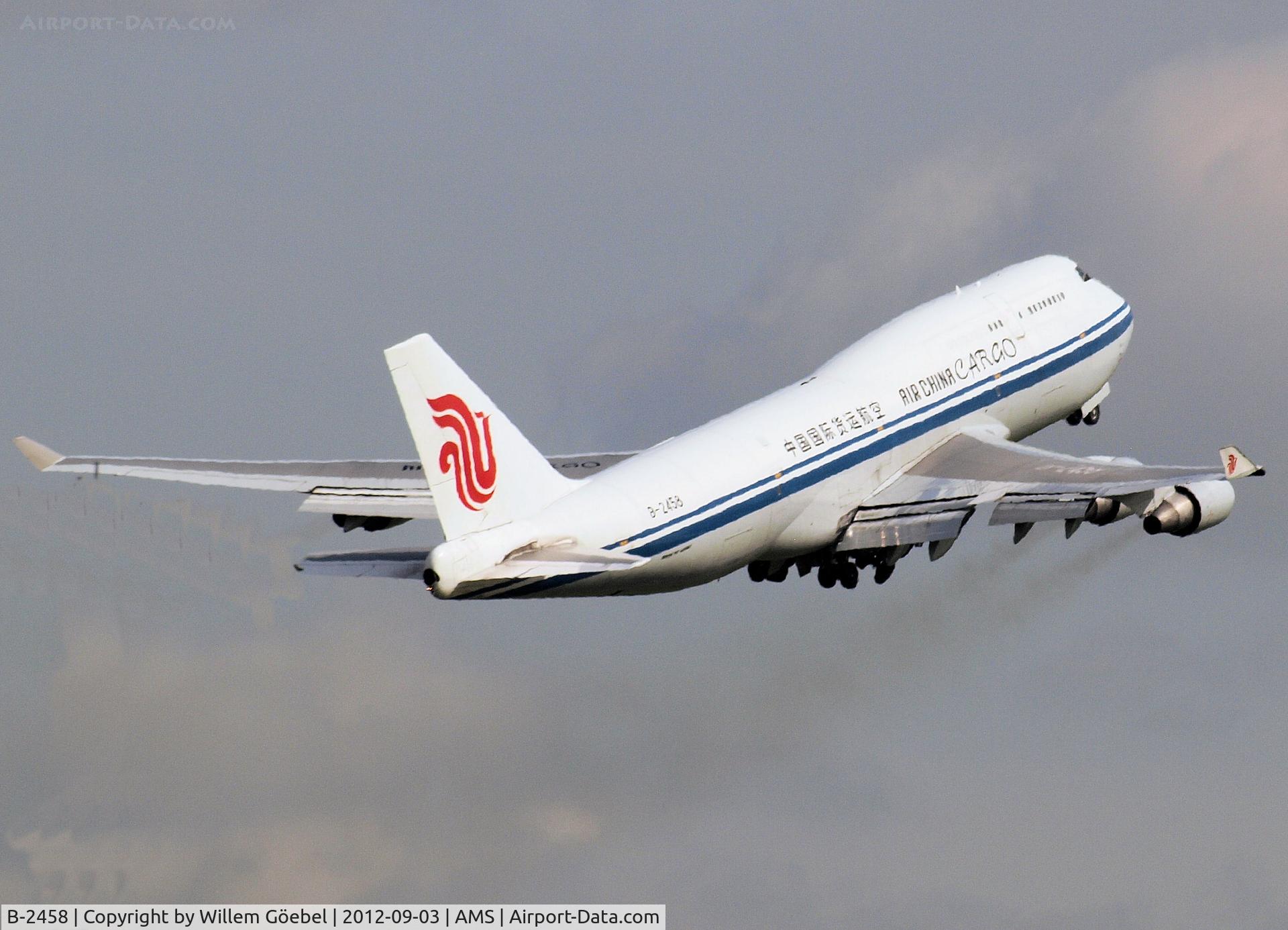 B-2458, 1990 Boeing 747-4J6/BCF C/N 24347, Take of from runway 09 of Schiphol Airport