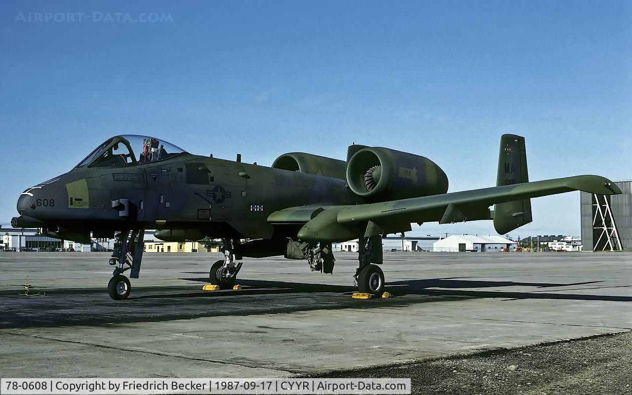 78-0608, 1978 Fairchild Republic A-10A Thunderbolt II C/N A10-0228, transient at Goose Bay