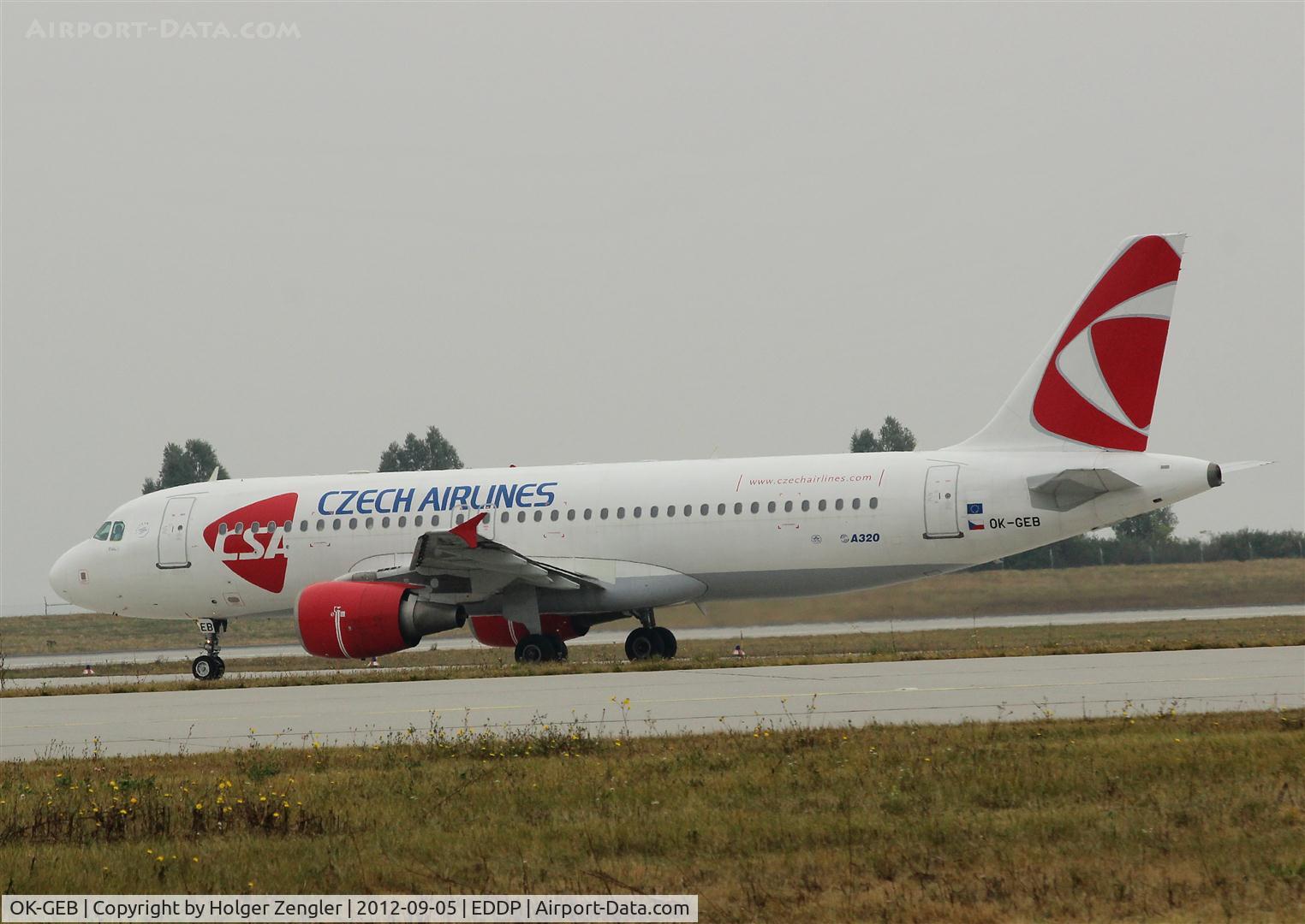 OK-GEB, 2001 Airbus A320-214 C/N 1450, Lining up on taxiway A7 for take-off to Vienna.....